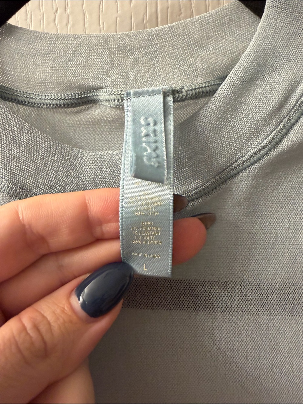 SKIMS Short Sleeve Light Gray/Blue Bodysuit - Picture 3 of 3